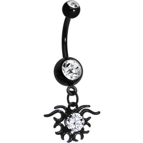 Black Clear Gem Wicked Thorns Dangle Belly Ring