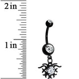 Black Clear Gem Wicked Thorns Dangle Belly Ring