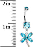 Aqua Gem Divine Dragonfly Dangle Belly Button Ring