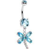 Aqua Gem Divine Dragonfly Dangle Belly Button Ring