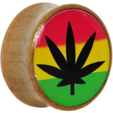 18mm Organic Sandalwood Rasta Pot Leaf Saddle Plug