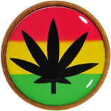 18mm Organic Sandalwood Rasta Pot Leaf Saddle Plug