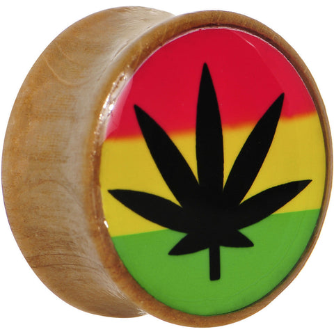 20mm Organic Sandalwood Rasta Pot Leaf Saddle Plug