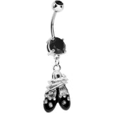 Black Gem Entangled Ballet Shoes Dangle Belly Ring