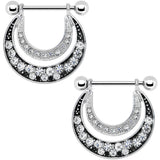 14G 5/8 Clear Gem Radiant Moonlit Night Nipple Shield Set