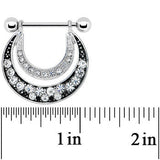 14G 5/8 Clear Gem Radiant Moonlit Night Nipple Shield Set