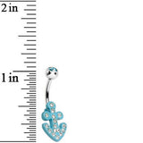 Aqua Gem Aqua Nautical Anchor Glam Belly Ring
