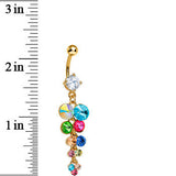 Multi Gem Gold Heavenly Drops Dangle Belly Ring