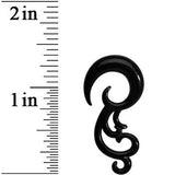 4G Black Acrylic Southwestern Swirls Taper Spiral Plug
