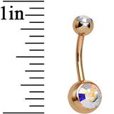 Aurora CZ Rose Gold Plated Belly Ring