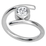 14G 7/16 Clear CZ Gem Coil Twist Belly Ring