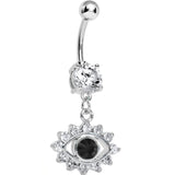 Clear Gem Blinged Out Eye Dangle Belly Ring