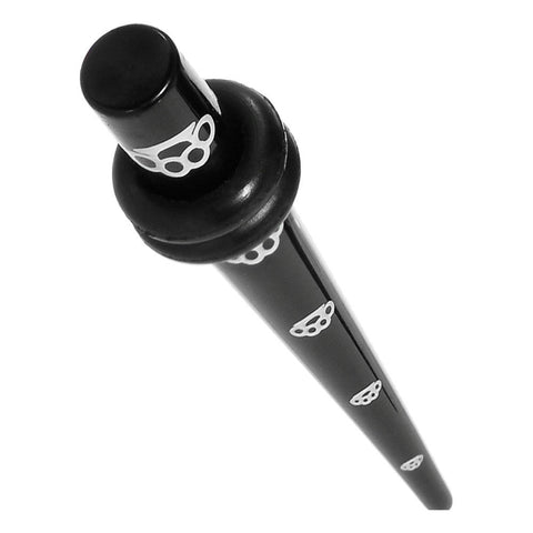 6G White Brass Knuckles Back Acrylic Taper Ear Plug