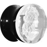 9/16 Faceted Clear White Cameo Acrylic Saddle Plug