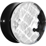 3/4 Faceted Clear White Cameo Acrylic Saddle Plug