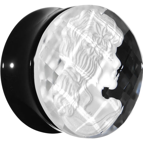 3/4 Faceted Clear White Cameo Acrylic Saddle Plug