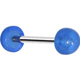 Blue Acrylic Half Ball Pixie Dust Barbell Tongue Ring