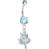 Aqua Gem Icy Leaf Drop Charm Belly Ring