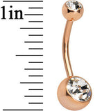 14G 1/2 Double Gem Rose Gold Plated Belly Ring