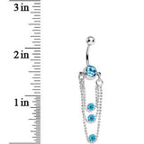 Aqua Gem Triple Glamour Drape Chain Belly Ring
