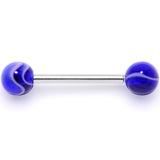 Blue MARBLE Barbell Tongue Ring