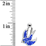 Blue Gem Soaring  Bird Belly Ring