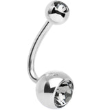 Black Diamond J-Curve Belly Ring Created with Crystals
