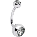 Black Diamond J-Curve Belly Ring Created with Crystals