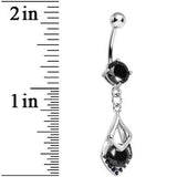 Black Gem Dazzling Princess Teardrop Dangle Belly Ring