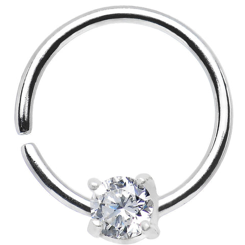 18G 3/8 925 Silver Clear CZ Daith Tragus Earring