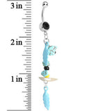 Black Gem Elements of Nature Feather Dangle Belly Ring