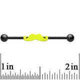 Black Anodized Titanium Yellow Neon Mustache Industrial Barbell