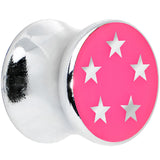 00G Silver Acrylic Hot Pink Five Star Saddle Plug