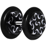 Black White Trippy Flower Tribal Cheater Plug Set
