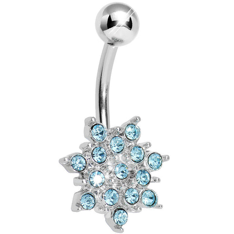 Aqua Gem Sparkling Snowflake Belly Ring