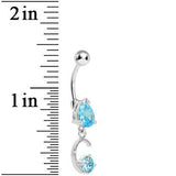 Aqua Gem Teardrop Curlicue Dangle Belly Ring
