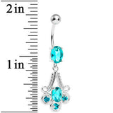 Aqua Gem Nottingham Lace Chandelier Dangle Belly Ring