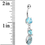 Aqua Gem Lady Bug Luck Dangle Belly Ring