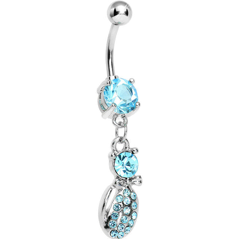 Aqua Gem Lady Bug Luck Dangle Belly Ring