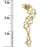 18K Gold Plated Clear Gem Hidden Hearts Dangling Wrap Ear Cuff