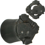 7/16 Organic Areng Wood Whale Overboard Hand Carved Plug Set