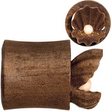 00G Organic Sabo Wood Mother of Pearl Hand Carved Plug Set