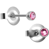 3mm Pink Crystal Titanium Stud Earrings