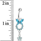 Aqua Gem Hollow Eternity Butterfly Dangle Belly Ring