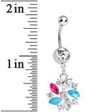 Clear Gem Americana Pinwheel Dangle Belly Ring