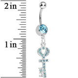 Aqua Gem Key to God's Love Dangle Belly Ring