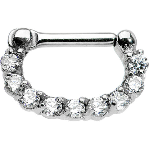 14G 1/4 Surgical Steel Clear CZ Septum Clicker