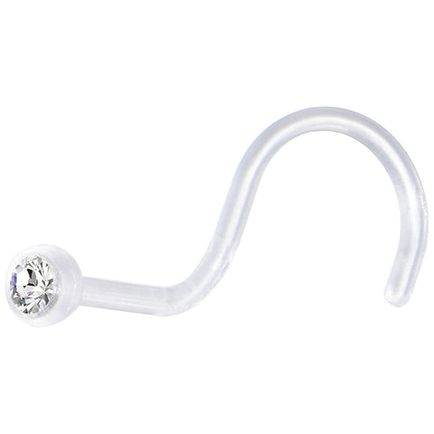 20G Clear 2mm Gem Bioplast Nose Ring