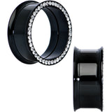 25mm Black PVD Coated Steel Clear Gem Screw Fit Plug Set