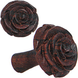6G Organic Rengas Wood Cherry Rosebud Hand Carved Plug Set